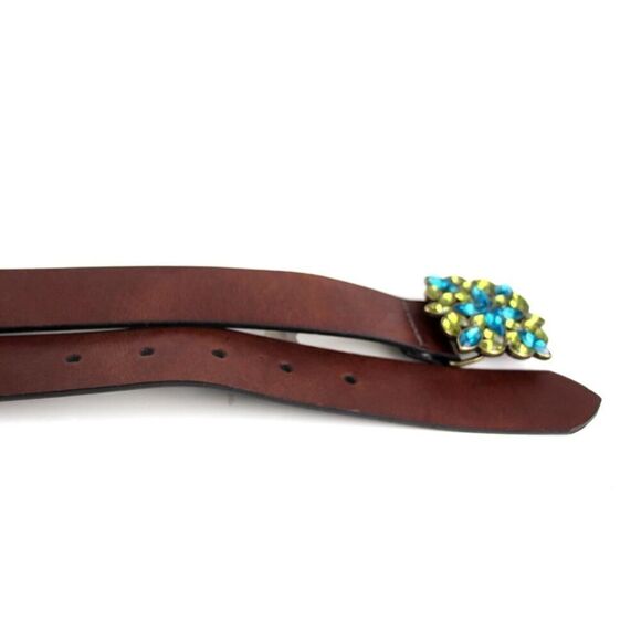 BROWN GENUINE LEATHER 1.25"Wd HOOK BUCKLE DRESS CASUAL WOMEN'S BELT Sz XL (I52 - Picture 12 of 13